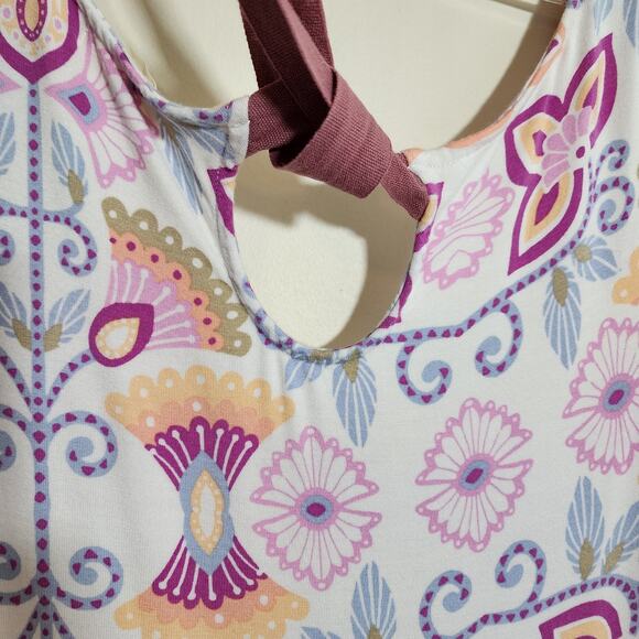 Matilda Jane breath deeply floral print tiered tie back swing tank top woman's S - Picture 7 of 9